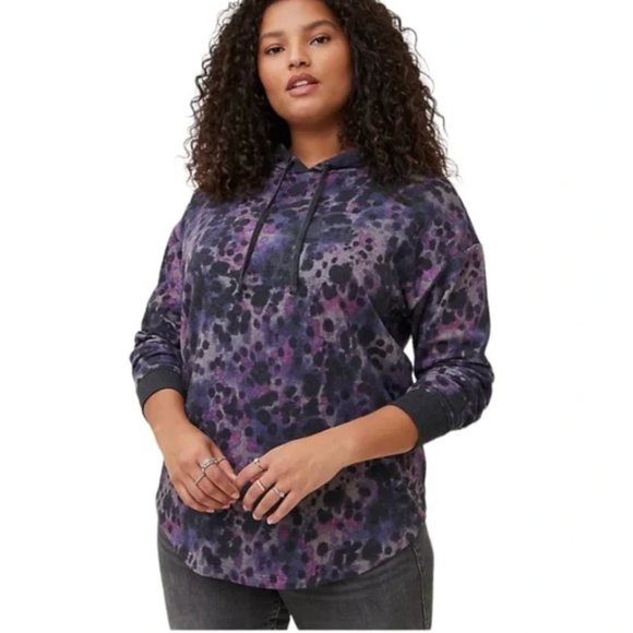 TORRID Purple Cheetah Leopard Print Fleece Hoodie NEW Sizes Avail - 00, 0, 1 - Picture 3 of 3